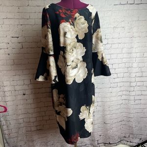 Calvin Klein Black Floral Midi Dress